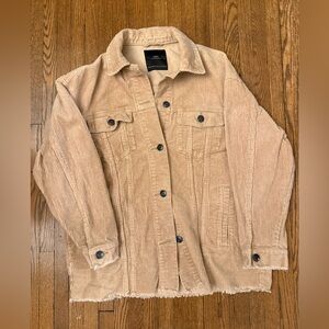 Zara Tan Corduroy Oversized Utility Jacket